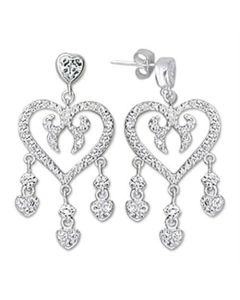High-Polished 925 Sterling Silver Earrings with AAA Grade CZ in Clear